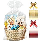 Jadairy Cellophane Bags 24x30 in, 20 Pcs Cellophane Wrap for Gift Baskets (Bows)
