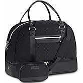 Travel Duffel Bag with Toiletry Bag for Women, Foldable Weekender Bag with Shoe Compartment Personal Item Overnight Bags Carry On Luggage Bag Gym Sport, Black