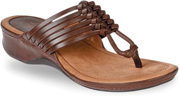 Amazon.com | LifeStride Women's Taco Thong Sandals Rich Brown | Sandals
