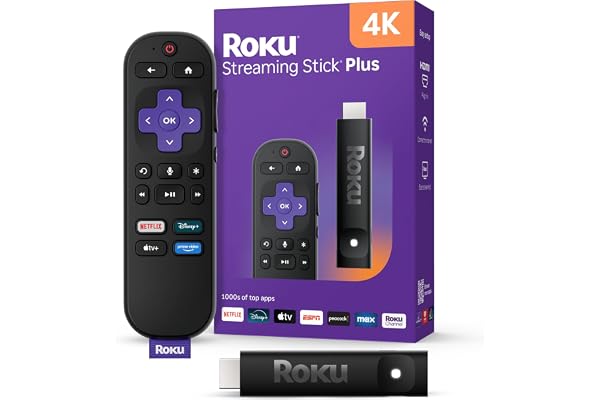 Roku Streaming Stick Plus - 4K & HDR Roku Streaming Device for TV with Voice Remote - Free & Live TV