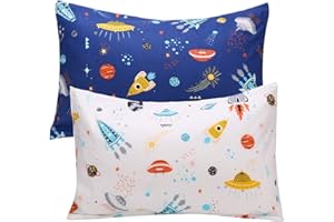 Kids Toddler Pillowcases - 2 Pack 1 Pillow Cover Pillowslip Case Fits Pillows sizesd 13 x 18 or 12x 16 for Kids Bedding Pillow Cover Baby Pillow Cases Space - by UOMNY