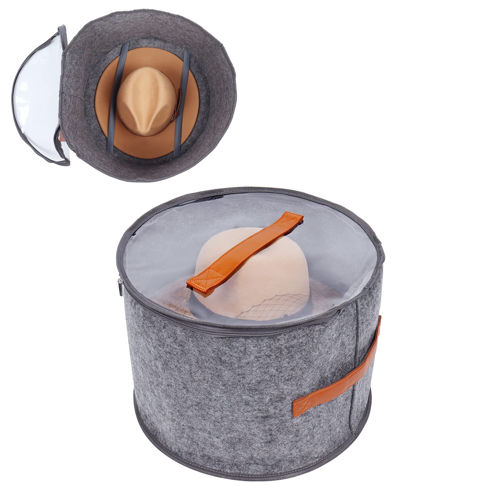 Goklmn Foldable Round Hat Box With Lid,Large Hat Box Travel, Decorative Closet Organizer For Women and Men,Can Store Various Types of Hats,Toy Storage, 15.7x11 Inch