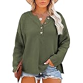 Eytino Womens Plus Size Sweaters Casual Long Sleeve Loose V Neck Button Henley Tops Pullover Knit Jumpers,(1X-5X)