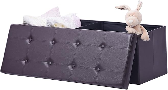 Amazon Com Auag Xl Faux Leather Folding Storage Ottoman Bench