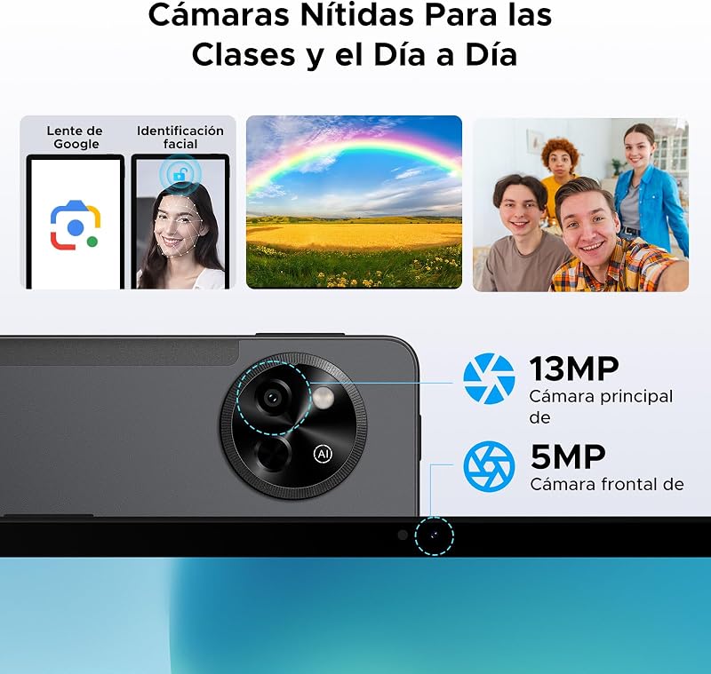 P11 Android 16 Tablet 11 Pulgadas, 48GB RAM + 128GB ROM/2TB TF, T7250 Octa-Core, 90Hz, 8800mAh, 13MP+5MP, Gemini AI, Widevine L1, Face ID, GPS, OTG, Doble altavoz, Tablet con Teclado y Lápiz, Negro