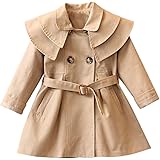 De feuilles Kids Toddler Girls Trench Coat Double-Breasted Windbreaker Jacket Outwear Tops with Belt