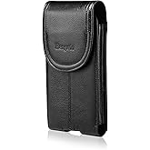 Hengwin Outdoor Walking Working Leather Phone Holster Fit for iPhone 17 Pro Max 16 Plus 15 Plus Samsung Galaxy S25 Ultra A15, Belt Pouch Case with Belt Clip Magnetic Closure Cell Phone Holder (Black)