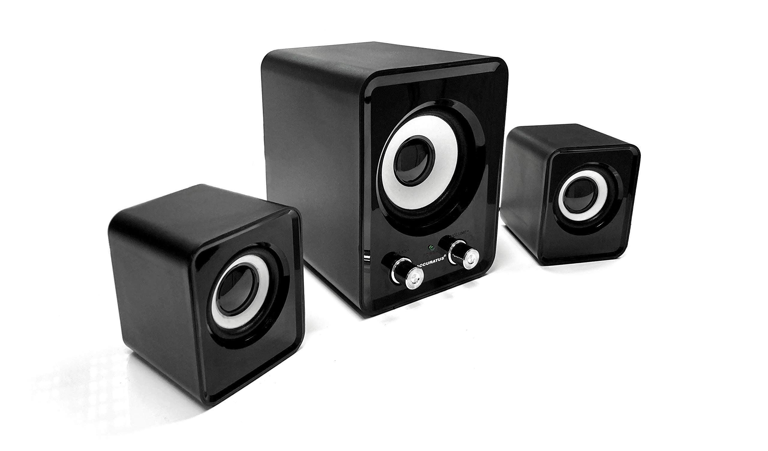 Accuratus 3610 USB Powered 2.1 Speakers Set (2 Satellite Speakers & Dedicated Subwoofer) - Black