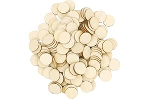 Jyongmer 100 Pieces Unfinished Wood Circle -1 Inch Round Disc Blank Natural Wooden Cutout Ornaments for Decoration DIY Craft Art Supplies, 0.11 inch Thick