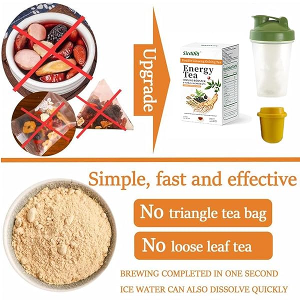 ENERGY TEA IMMUNE BOOSTER GINSENG TEA FOR MEN, CHINESE GINSENG OOLONG TEA WITH SPORTS WATER BOTTLE, KIDNEY FORMULA HERBAL TEA NNATURAL INGREDIENTS (1BOX(15PCS))