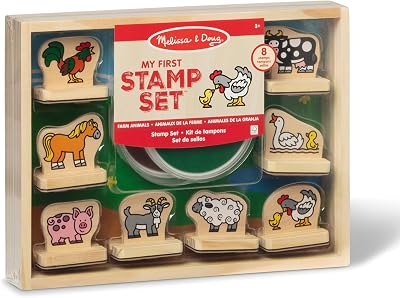 Melissa & Doug My First Wooden Farm Animal Stamp Set | Kids Arts Crafts 3+