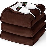 Heated Electric Blanket Queen Size - 84" x 90" Heating Blanket with Dual Control, 10 Heating Levels & 8 Hours Auto Off, Soft Warm Flannel Blanket, Christmas Birthday Gifts for Senior Grandma