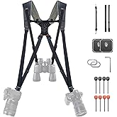 PGYTECH Camera Strap Master, Dual Shoulder Harness for 3 Cameras, 60mm Leather Ergonomic Shoulder Pad, Adjustable Camera Harness for Professional Photographers, DSLR/Mirrorless Camera Straps, Black