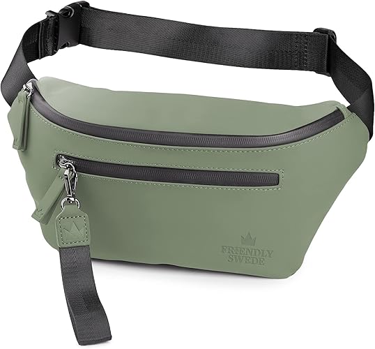 Amazon 北欧デザインブランド The Friendly Swede Vreta ウエストバッグ ボディバッグ ベルトバッグ 旅行バッグ 調節可能ベルト ショルダーポーチ ワンショルダーバッグ アーバンストリートスタイル グリーンマット The Friendly Swede ザ フレンドリー