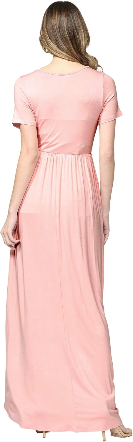 LaClef Women's Maternity Maxi Dress with Side Pocket for Baby Shower or Photography at  Women’s Clothing store