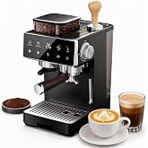 Espresso Machine with Grinder &amp; Steam Milk Frother,Semi-Automatic Espresso Maker,Coffee Espresso Machine,Coffee Maker for Home-Cappuccino,Latte,Americano &amp; Cold Brew ,Ideal Gift for Men &amp; Women（Grey）