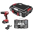 SKIL 20V Brushless Hammer Drill Kit Including 2.0Ah Battery, 30W Charger, 75-Pc. Drill and Driver Bit Set with Interlocking Case-HD6280B-11