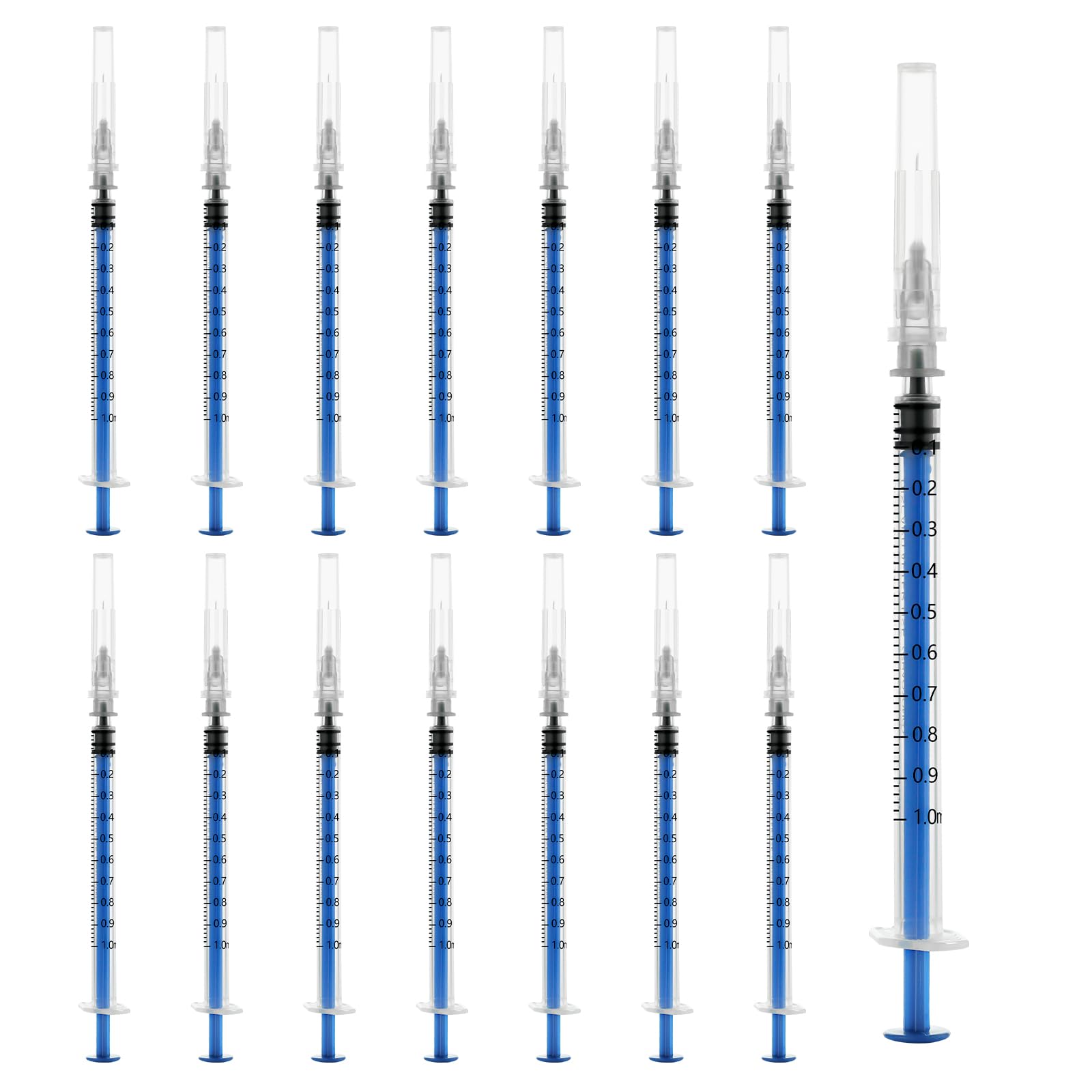 Photo 1 of 100 Pack 1ml/cc Lab Syringes with 27Ga 1/2 Inch(13mm) Needle, Disposable Individually Wrapped for Scientific Labs, Feeding Small Animals, Dispensing, Applicator, Watering