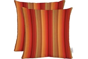 RSH DECOR: Sunbrella Square Throw Pillows Set of 2 | 17" x 17" | Water and Fade-Resistant Performance Fabric | Outdoor Pillow Covers with Down-Alternative Inserts | Astoria Sunset - Made in USA