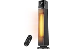 Hykolity Space Heater Large Room, 30" Electric Heaters for Indoor Use with Thermostat and Remote,70° Oscillation, 24H Timer, 1500W Fast Heating Portable Heaters for Office, Bedroom, Home - Black