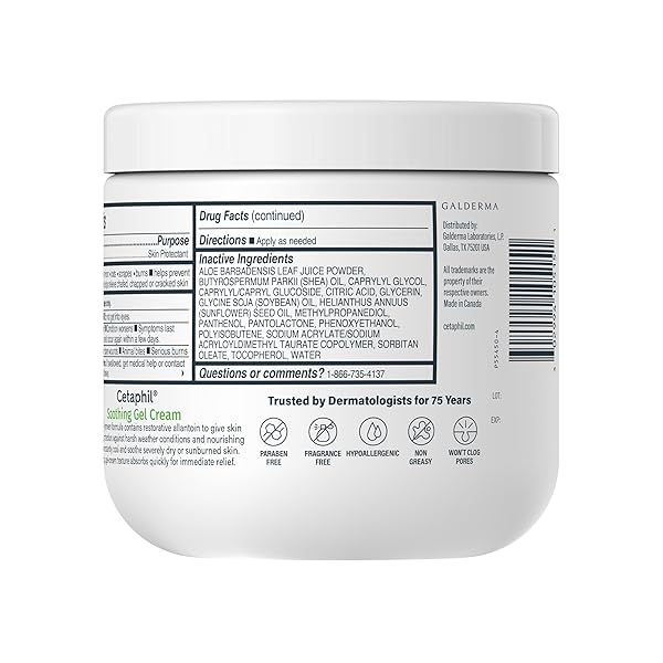 CETAPHIL SOOTHING GEL-CREAM WITH ALOE INSTANTLY SOOTHES AND HYDRATES SENSITIVE SKIN, FRAGRANCE AND PARABEN FREE, 16 OZ