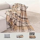 SKNSOFT Wool Throw Blanket Plaid Blankets 83" x 55" Tartan Outdoor Camping Couch Sofa Bed Soft Warm Throws for Home Decor,1.5lb
