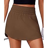 PINSPARK Golf Skirts for Women High Elastic Waisted Athletic Skort 2 Pockets Curved Hem Tennis Skirt for Pickleball Workout