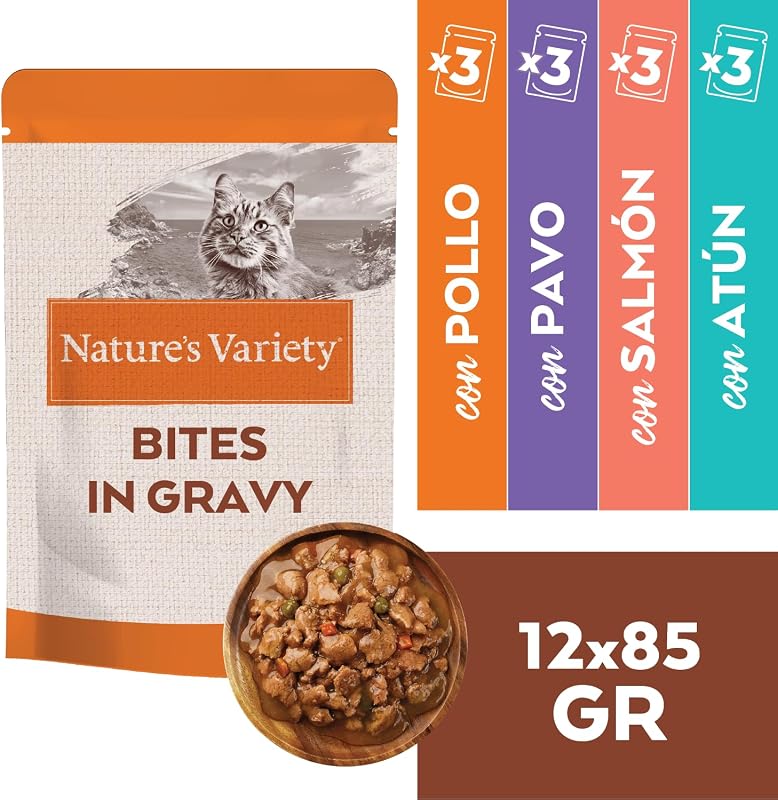 Mordidas em molho Comida húmida para gatos Caixa Multiflavor 12 x 85g