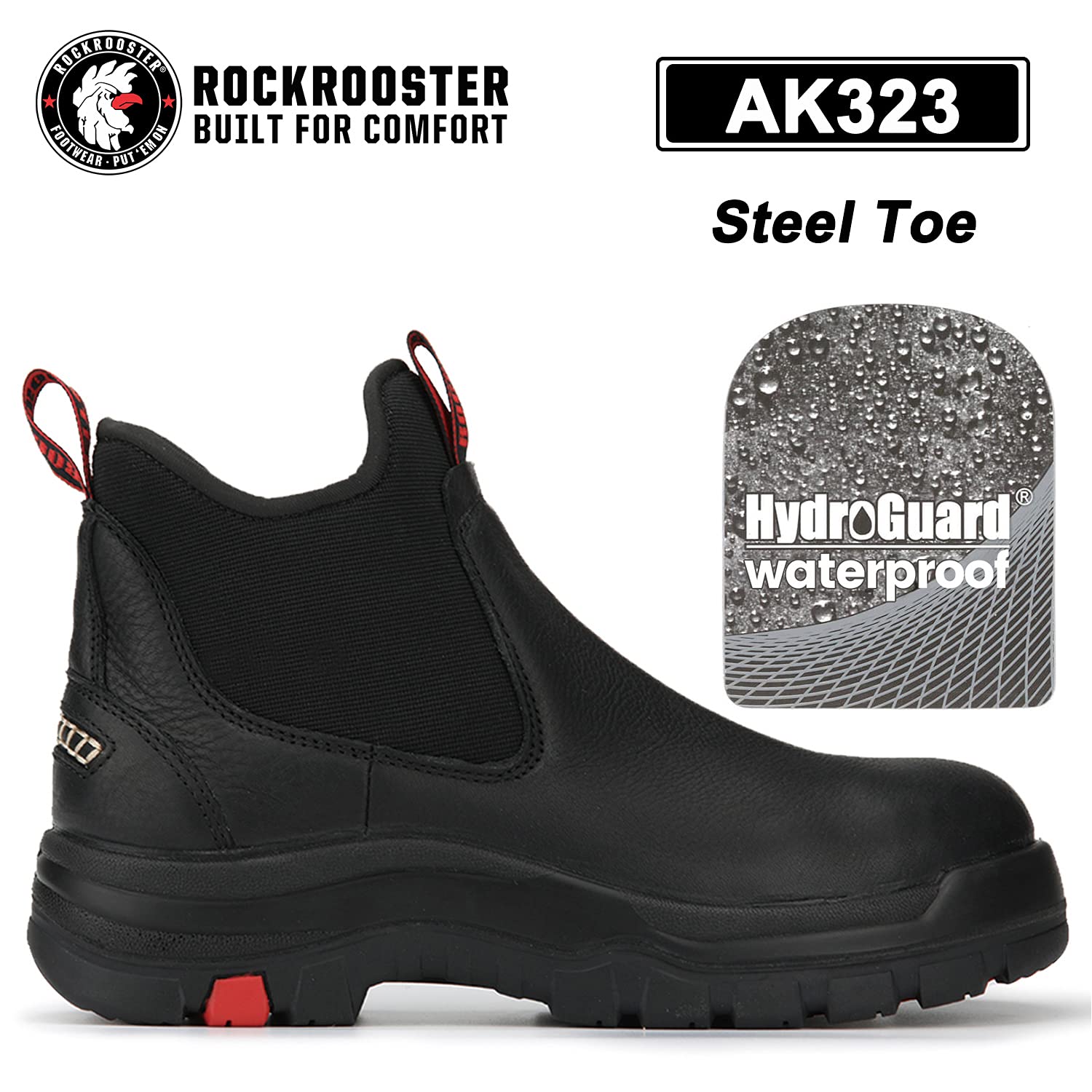 Rockrooster 2024 Men's Soft Toe Work Boots – Claret Leather, Rubber Outsole, EH Rated