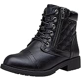 Vepose Women's Combat Ankle Boots Lace up Comfortable Short Booties Low Heel