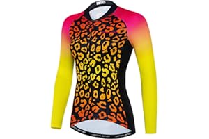 Hotlion Womens Cycling Jersey Long Sleeve Bike Shirts Team Bicycle Clothing with Pockets HT1