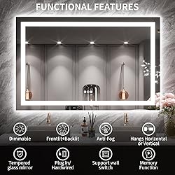 LOAAO 55"X40" LED Mirror for Bathroom, Lighted