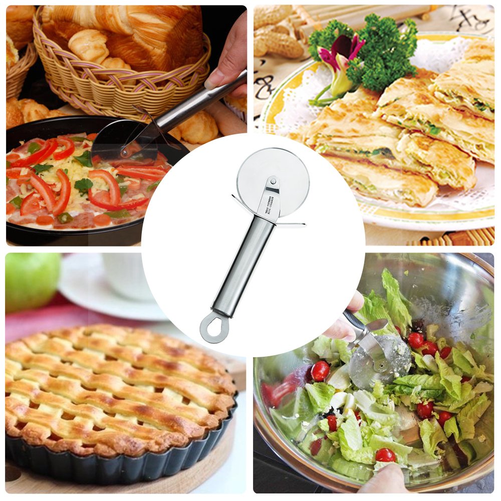 TAFOND Stainless Steel 2.4 inches Sharp Blade Pizza Cutter Wheel Nonstick Pastry Slicer with Sturdy Handle