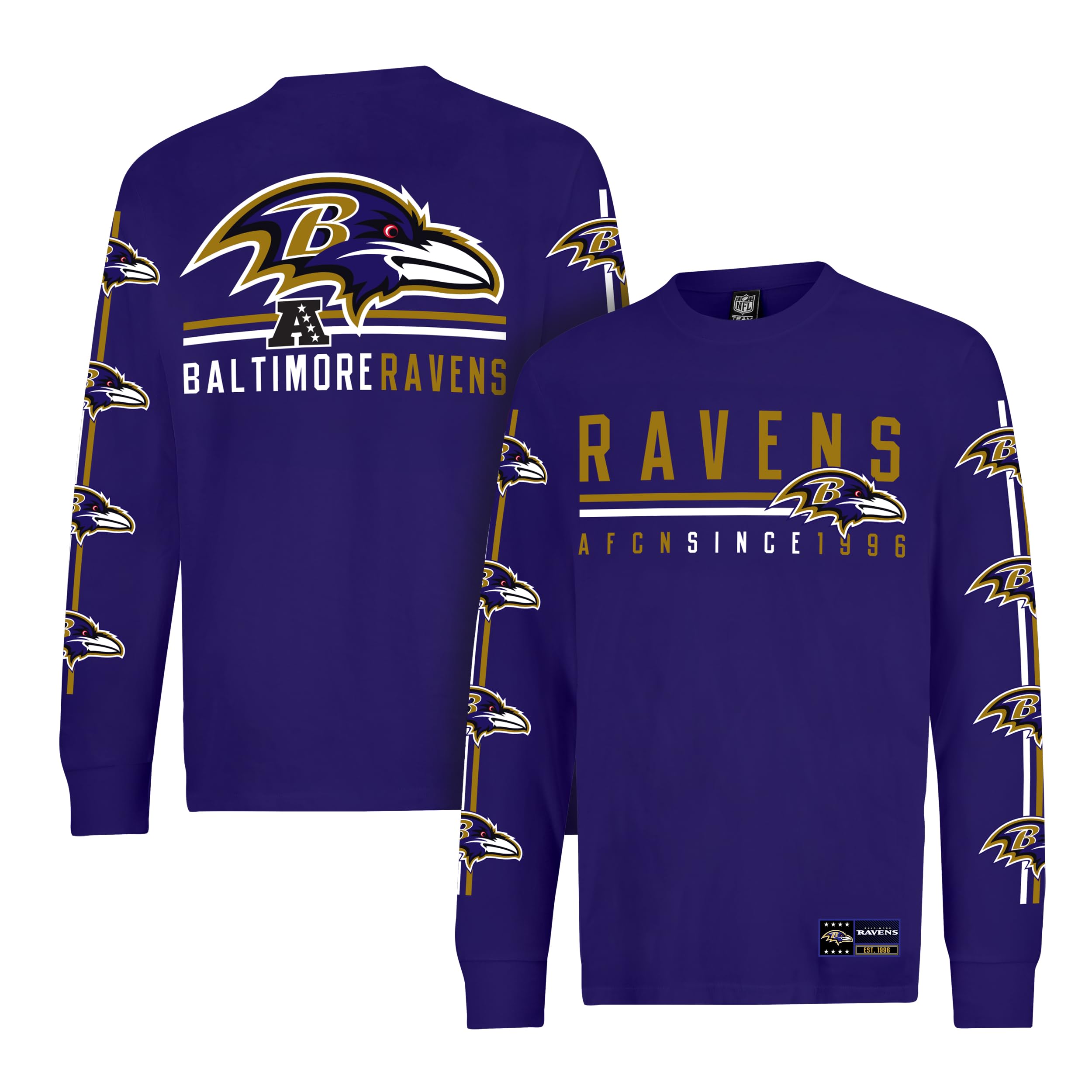Ultra Game Men's NFL Official Super Soft Supreme Long Sleeve T-Shirt, Baltimore Ravens, Team Color, Medium Image