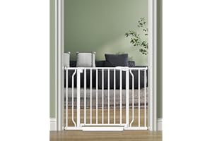 Cideny Baby Gate No Drilling, 29"-40" Auto Close Dog Gate Indoor for Doorways & Stairs, Pressure Mounted Adjustable Pet Gate, Easy Walk Through Child Gate for Children & Pets Stroller Friendly, White