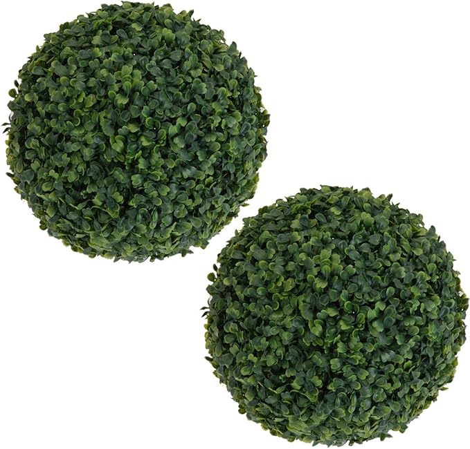 Cavis 2 PCS 35cm Plastic Topiary Tree Leaf Effect Ball Hanging Home