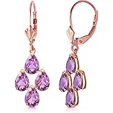 3 Carat 14k Solid Rose Gold pearll Amethyst Leverback Earrings