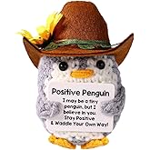 TOYMIS Sunflower Crochet with Cowboy Hat Emotional Doll Support Crocheted Knitted Animal for Inspirational Motivational Gift Home Office Decor White Elephant Exchange