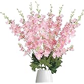 Fqueelvys 8PCS Faux Pink Delphinium 33.5'' Long Stem Artificial Delphinium Flowers Fake Larkspur Flowers for Home Wedding Garden Table Centerpieces Decor(Gradient Pink)