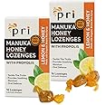 P.R.I Manuka Honey Lozenges with Propolis, Soothing Cough and Throat Drops, MGO 300+ Certified, (Lemon, 16 Count/2 Pack)