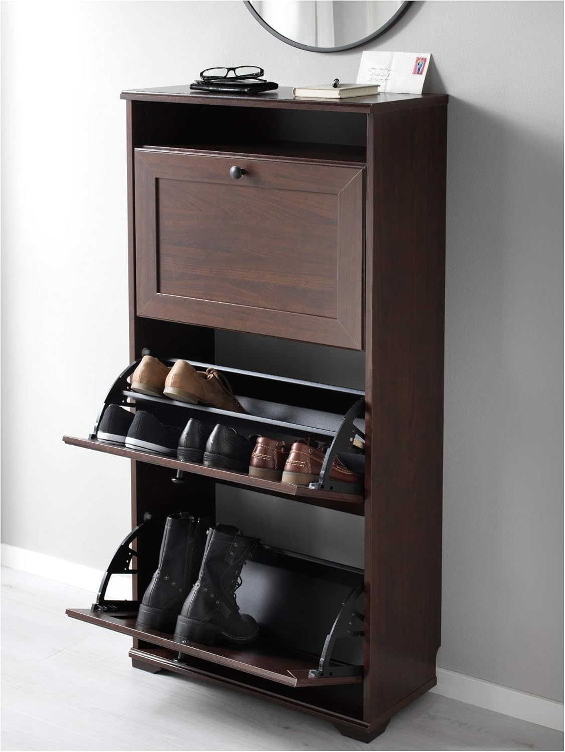 ikea shoes storage cabinet on Amazon Com Ikea Brusali Shoe Cabinet With 3 Compartments Brown Furniture Decor