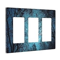 Spshian Light Switch Cover Teal Full Moon Forest 3