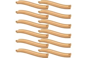 Mototo 12 Pieces Ascending Wood Train Tracks Expansion Compatible with Most Train Tracks Wood Train Track Connectors for Girls Boys Birthdays Holiday Gifts