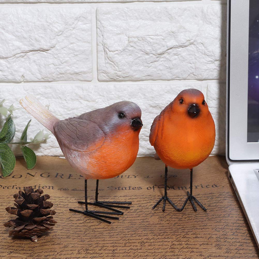 Mxtech Bird Decor, 2PCS Resin Bird Figurines, Brown, Earth Tones, for Garden, Balcony, Living Room
