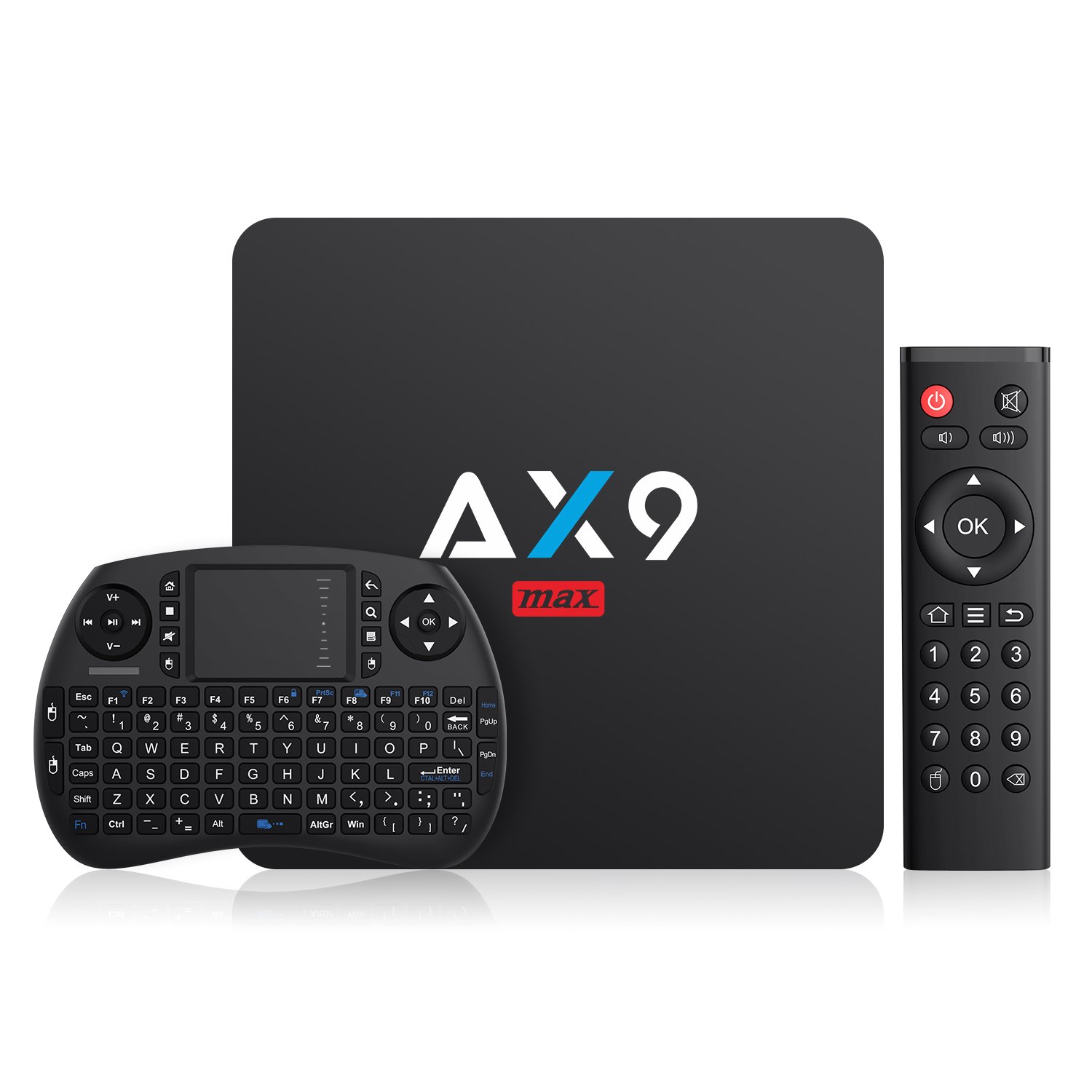 TICTID 2018 4K TV Box Android 7.1【2G + 16G】 avec Mini Clavier Touchpad AX9 Max WiFi IEEE 802.11 b/g/n 2.4G Quad-Core 64-bit True 4K Play H.265