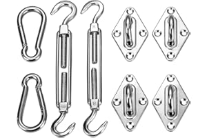 Ollieroo Shade Sail Hardware Kit for Rectangle and Square Sun Shade Sail Installation 8 Inches Silver