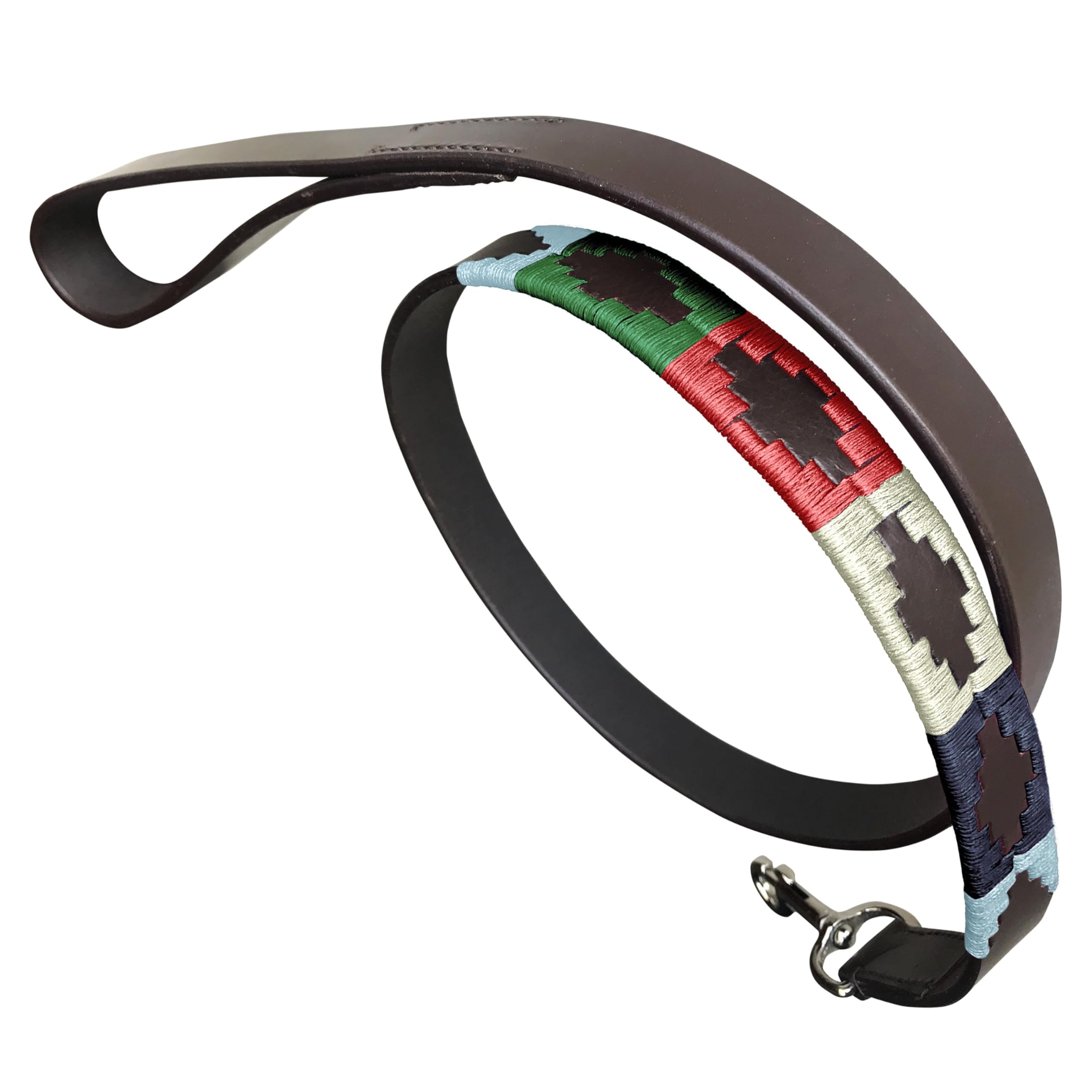 Carlos Diaz Genuine Leather Waxed Embroidered Polo Dog Lead