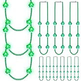Ecation 12 Pcs LED St Patrick's Day Beads Necklace Colorful Green Light up Bead Necklaces St Patrick's Day Glow Necklace Costumes Accessories for Birthdays Party Favors Supplies (Clover)