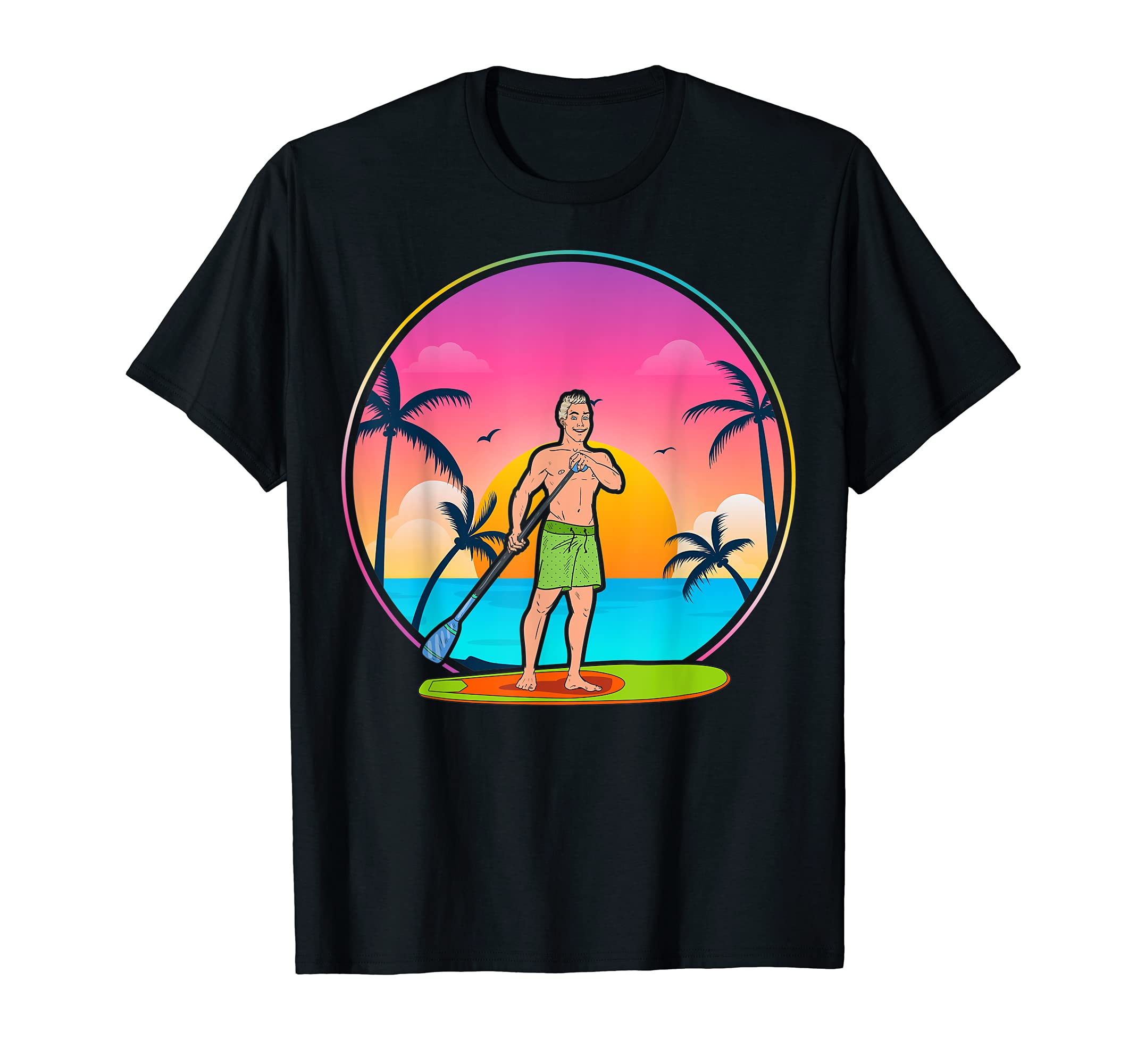 Paddleboarder Sunset SUP Paddleboarding Stand Up Paddling T-Shirt