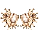 TRWWELL Vintage Rhinestone Statement Earrings Retro Fancy Big Crystal Cluster Drop Dangle Earrings for Women Prom